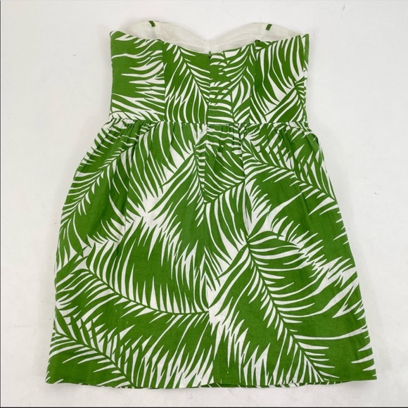 SOLD Milly of New York Linen Strapless Dress Size 8 Green & White Palm - Picture 10 of 14